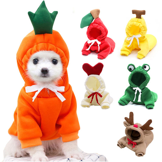 Cute Fruit Dog Clothes For Small Dogs Hoodies Winter Warm Fleece Pet